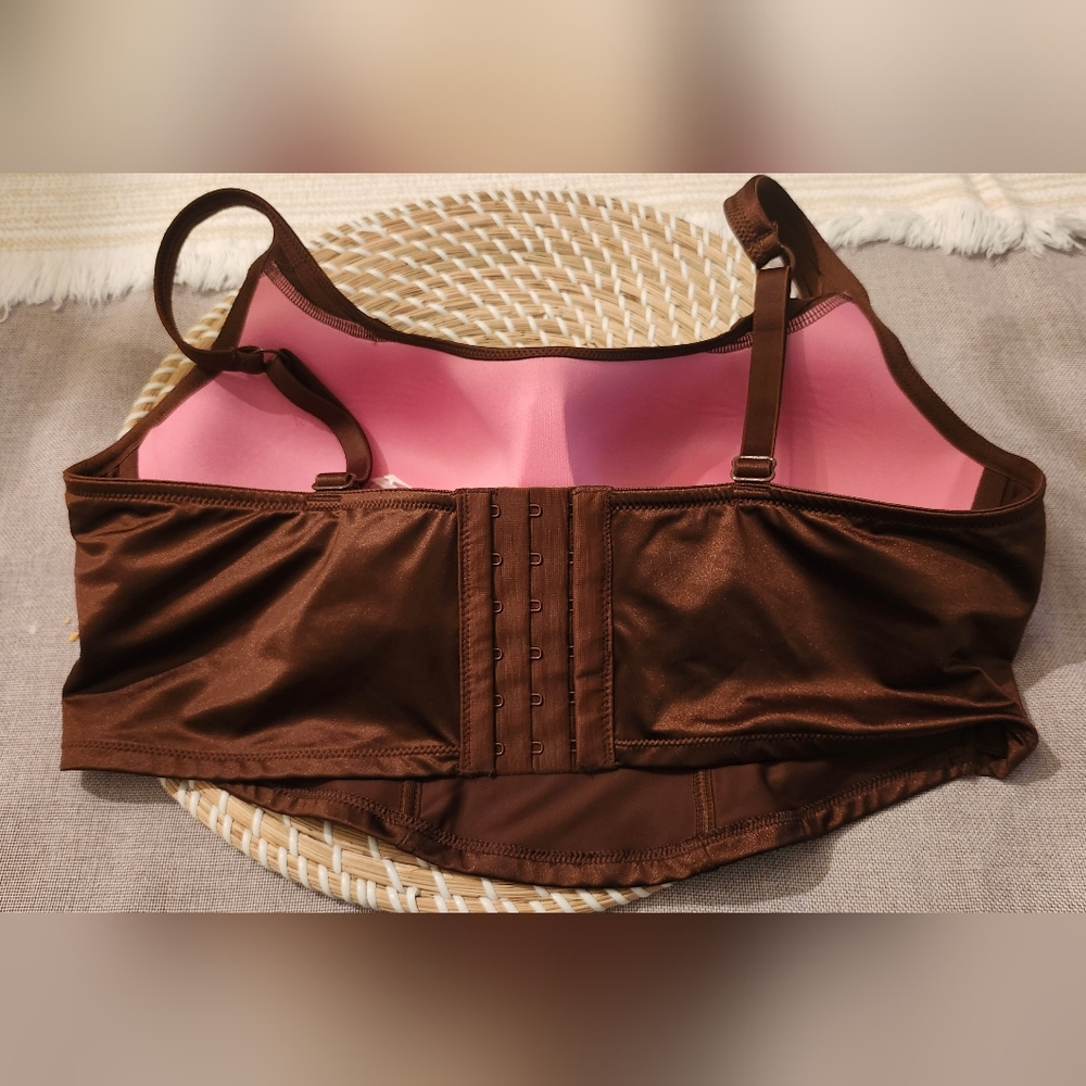 NWT Vs Pink Lightly Lined Corset Top Longline Bra Brown Size Large - Picture 2 of 6